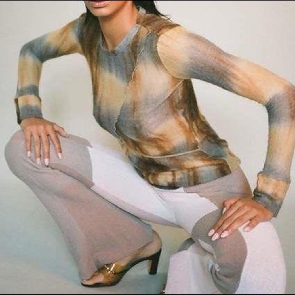 Priscavera Mock Neck Paneled Top